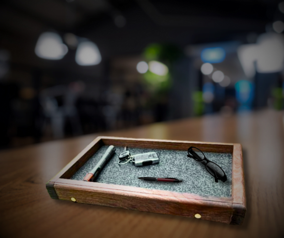 Felt Lined Wood Catch All Tray